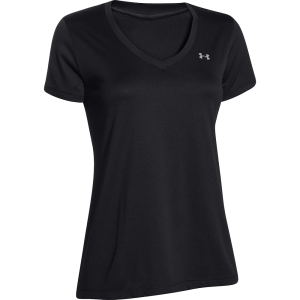 Womens Under Armour Tech V-Neck T-Shirt-Black